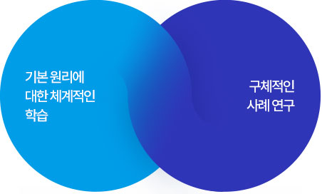 기본 원리에 대한 체계적인 학습 / 구체적인 사례연구