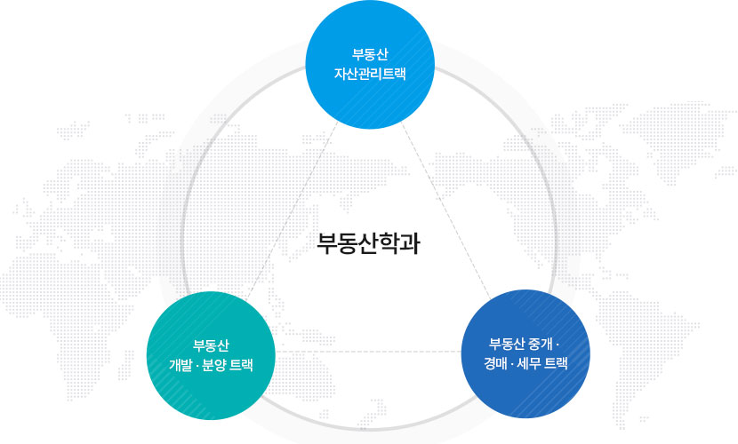 부동산 학과
		부동산 자산관리트랙 / 부동산 개발분양 트랙 / 부동산 중개 경매 세무 트랙
